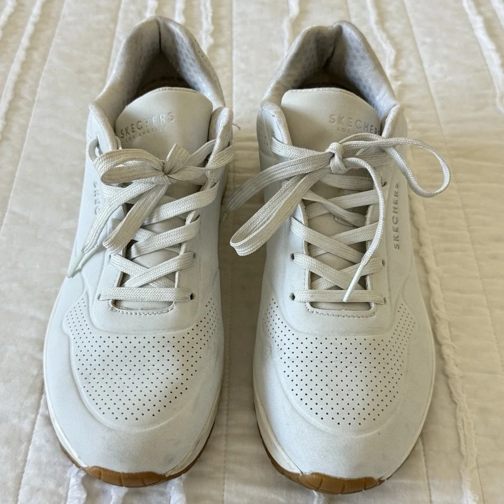 Skechers Uno Stand On Air White Sneakers Trainers Shoes 73690 Women's‎ Size 8